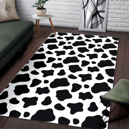 Black And White Cow Print Area Rug GearFrost