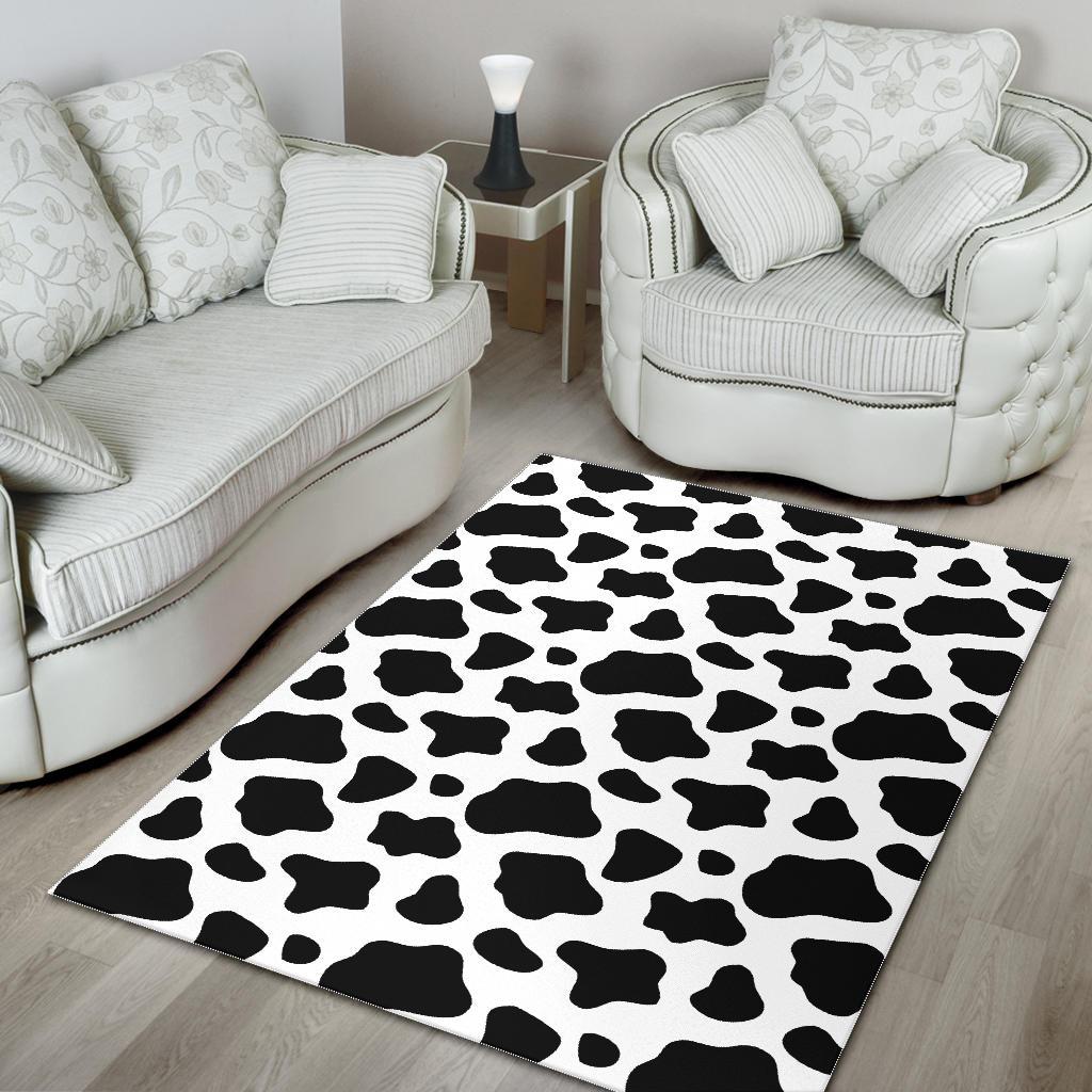 Black And White Cow Print Area Rug GearFrost