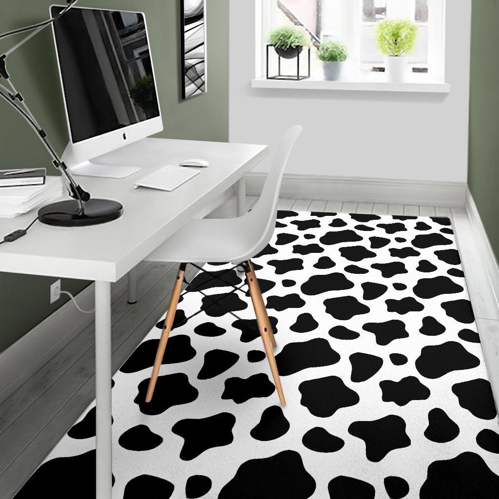 Black And White Cow Print Area Rug GearFrost