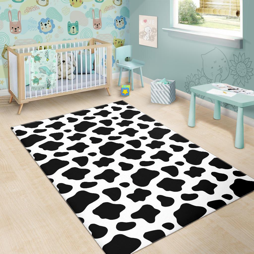 Black And White Cow Print Area Rug GearFrost