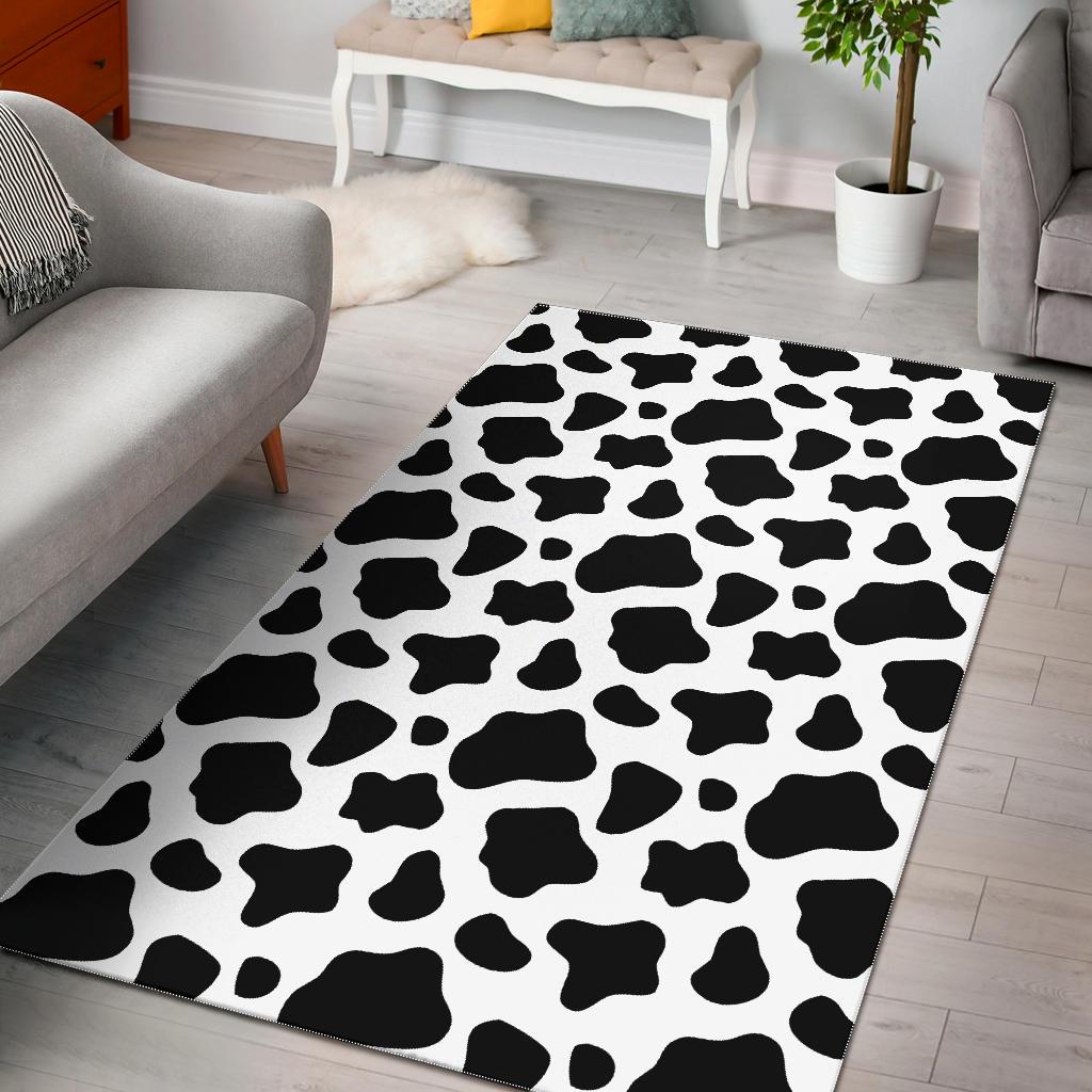 Black And White Cow Print Area Rug GearFrost