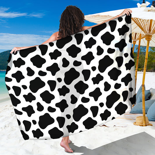 Black And White Cow Print Beach Sarong Wrap