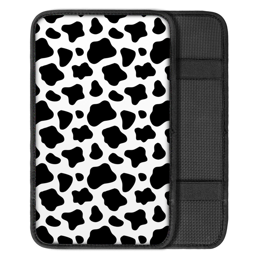 Black And White Cow Print Car Center Console Cover