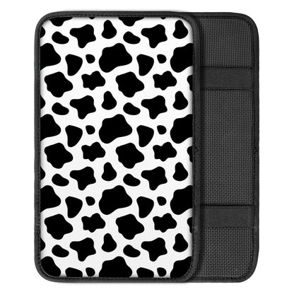 Black And White Cow Print Car Center Console Cover
