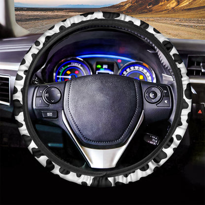 Black And White Cow Print Car Steering Wheel Cover