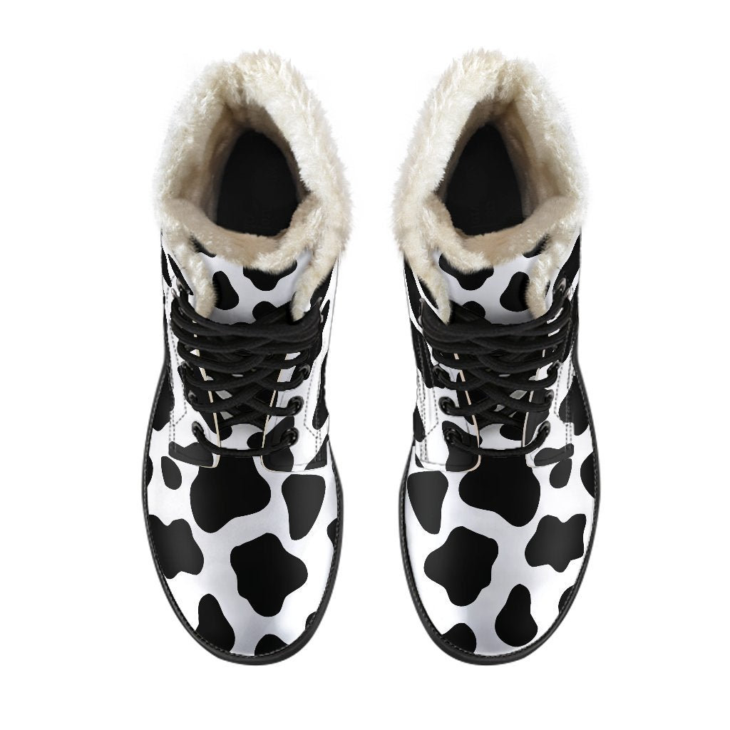 Black And White Cow Print Comfy Boots GearFrost