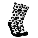 Black And White Cow Print Crew Socks
