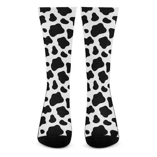 Black And White Cow Print Crew Socks
