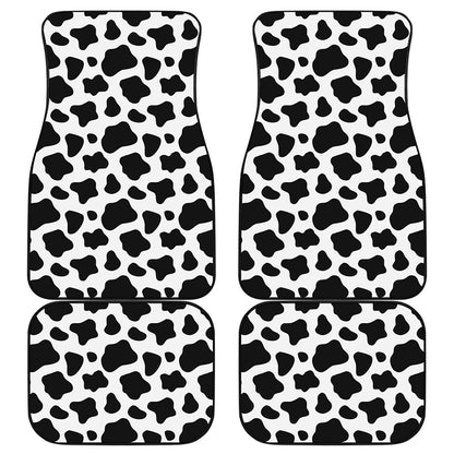 Black And White Cow Print Front and Back Car Floor Mats