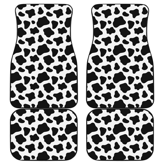 Black And White Cow Print Front and Back Car Floor Mats