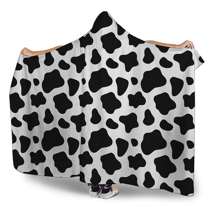 Black And White Cow Print Hooded Blanket