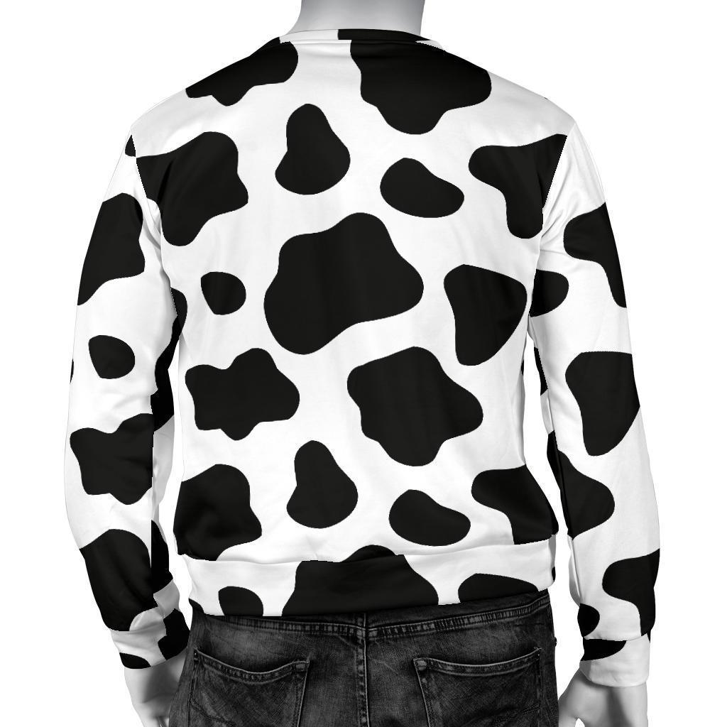 Black And White Cow Print Men's Crewneck Sweatshirt GearFrost