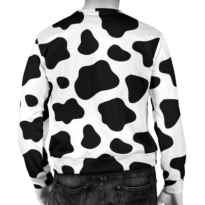Black And White Cow Print Men's Crewneck Sweatshirt GearFrost