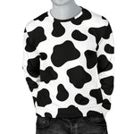 Black And White Cow Print Men's Crewneck Sweatshirt GearFrost