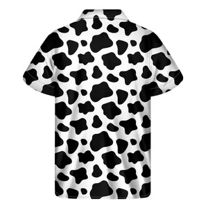 Black And White Cow Print Men's Short Sleeve Shirt