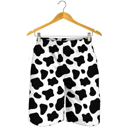 Black And White Cow Print Men's Shorts