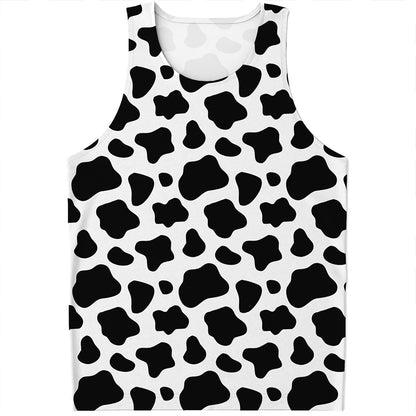 Black And White Cow Print Men's Tank Top