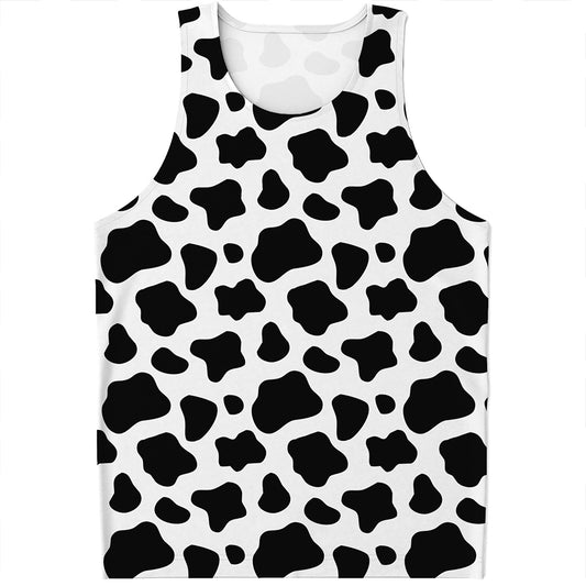 Black And White Cow Print Men's Tank Top