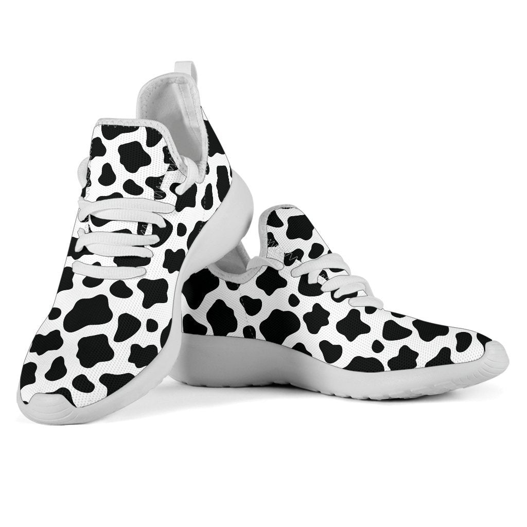 Black And White Cow Print Mesh Knit Shoes GearFrost