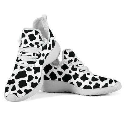 Black And White Cow Print Mesh Knit Shoes GearFrost
