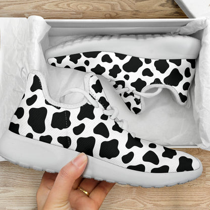 Black And White Cow Print Mesh Knit Shoes GearFrost