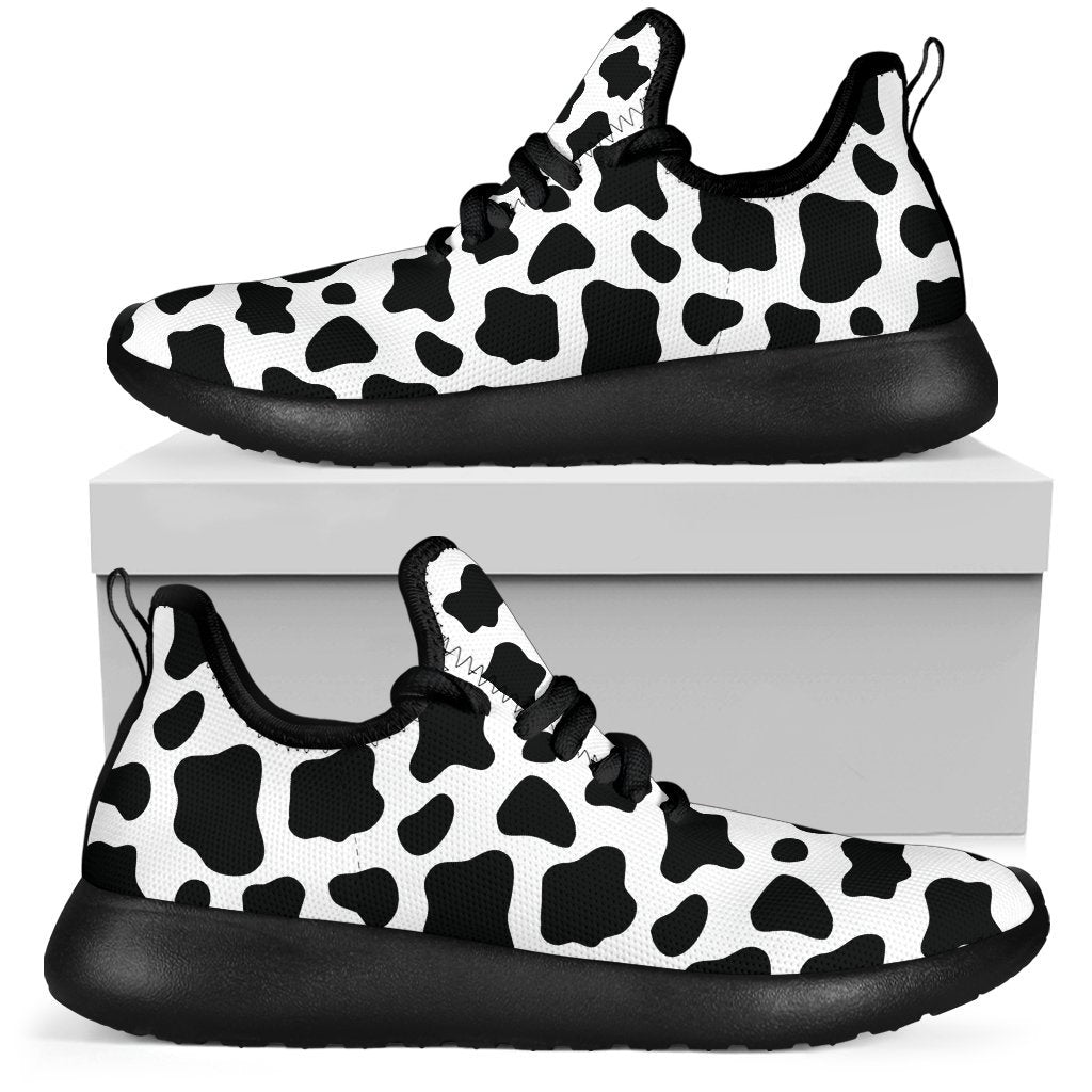 Black And White Cow Print Mesh Knit Shoes GearFrost