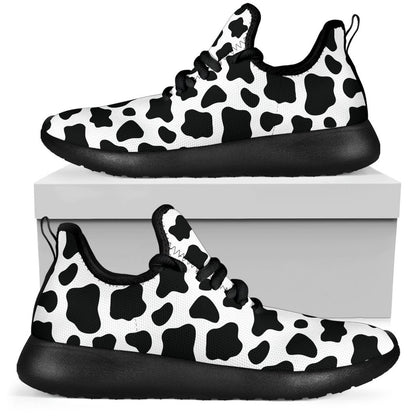 Black And White Cow Print Mesh Knit Shoes GearFrost