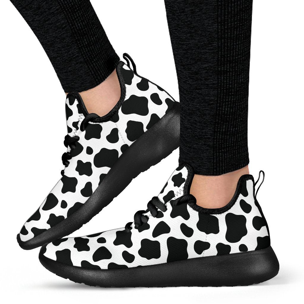 Black And White Cow Print Mesh Knit Shoes GearFrost