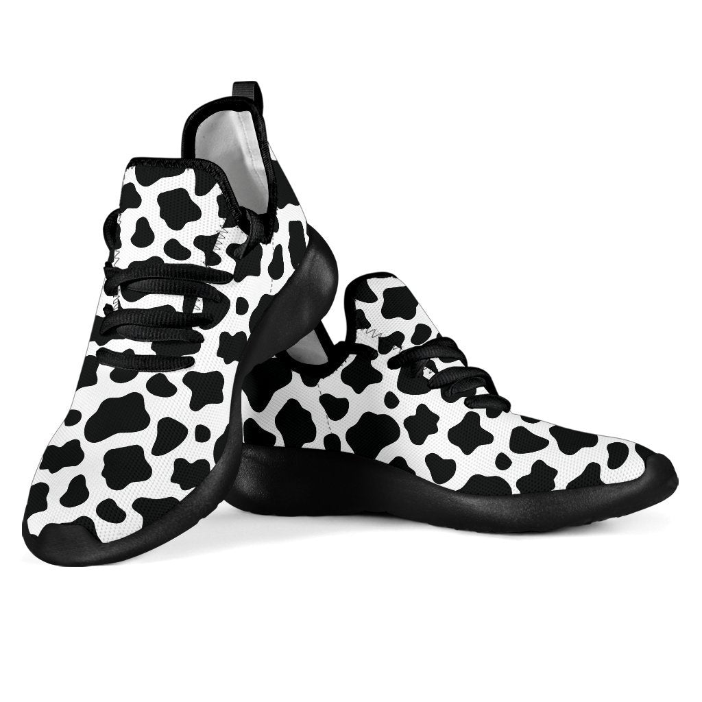 Black And White Cow Print Mesh Knit Shoes GearFrost