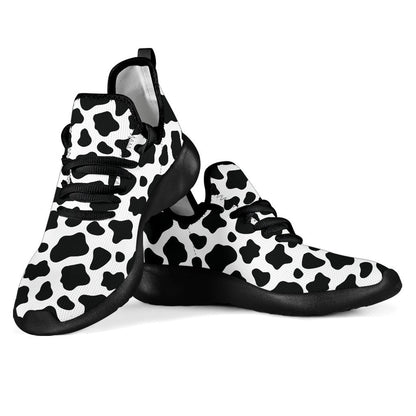Black And White Cow Print Mesh Knit Shoes GearFrost