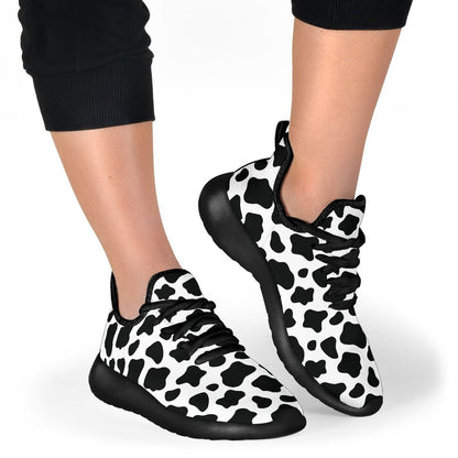 Black And White Cow Print Mesh Knit Shoes GearFrost
