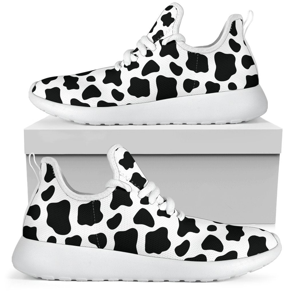 Black And White Cow Print Mesh Knit Shoes GearFrost