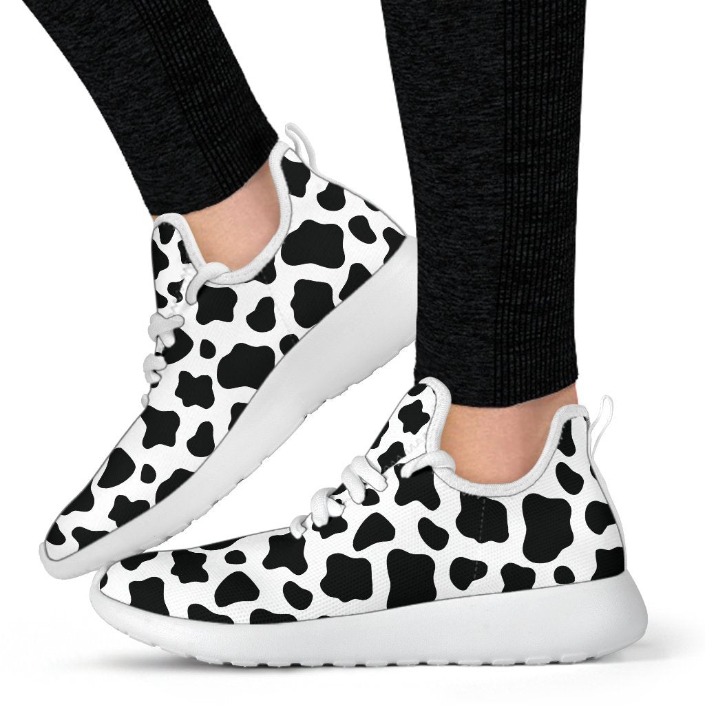 Black And White Cow Print Mesh Knit Shoes GearFrost