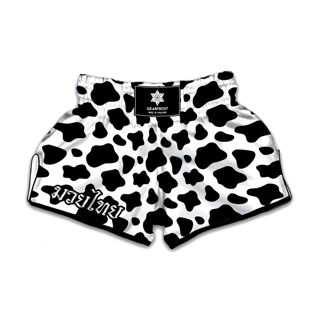 Black And White Cow Print Muay Thai Boxing Shorts