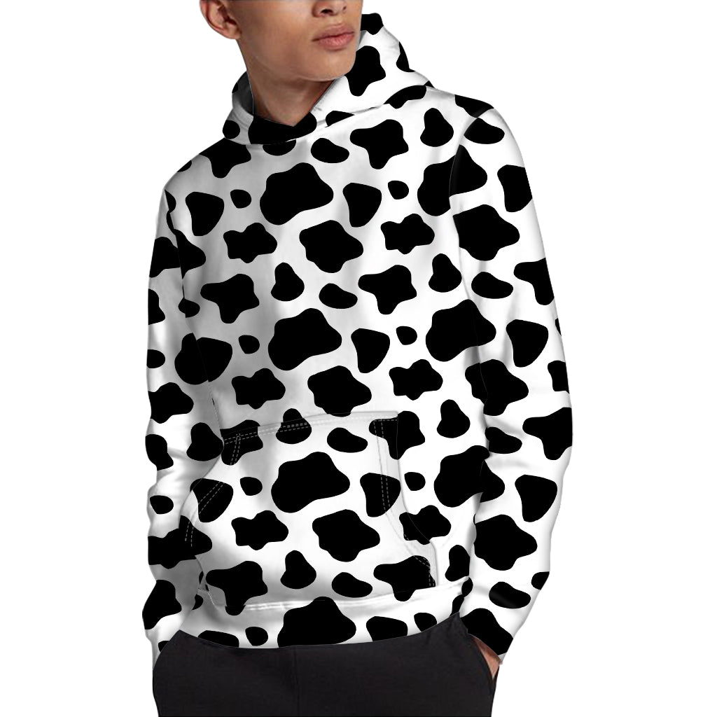 Black And White Cow Print Pullover Hoodie