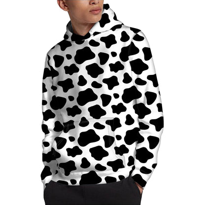 Black And White Cow Print Pullover Hoodie