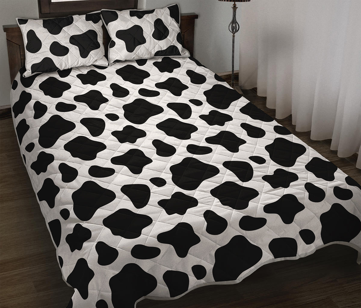 Black And White Cow Print Quilt Bed Set