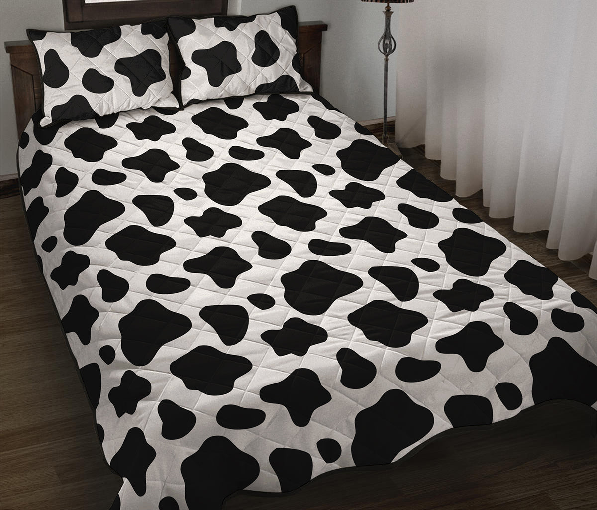 Black And White Cow Print Quilt Bed Set