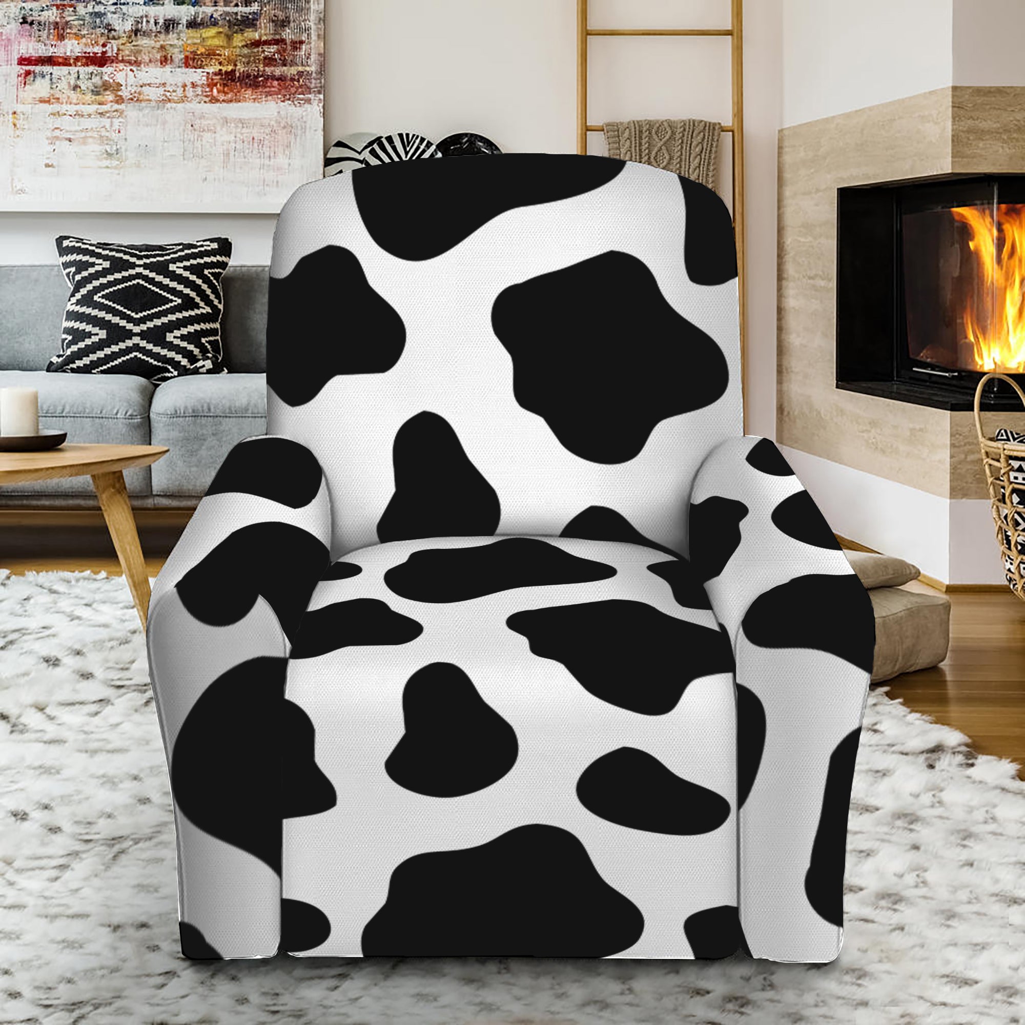 Black And White Cow Print Recliner Slipcover