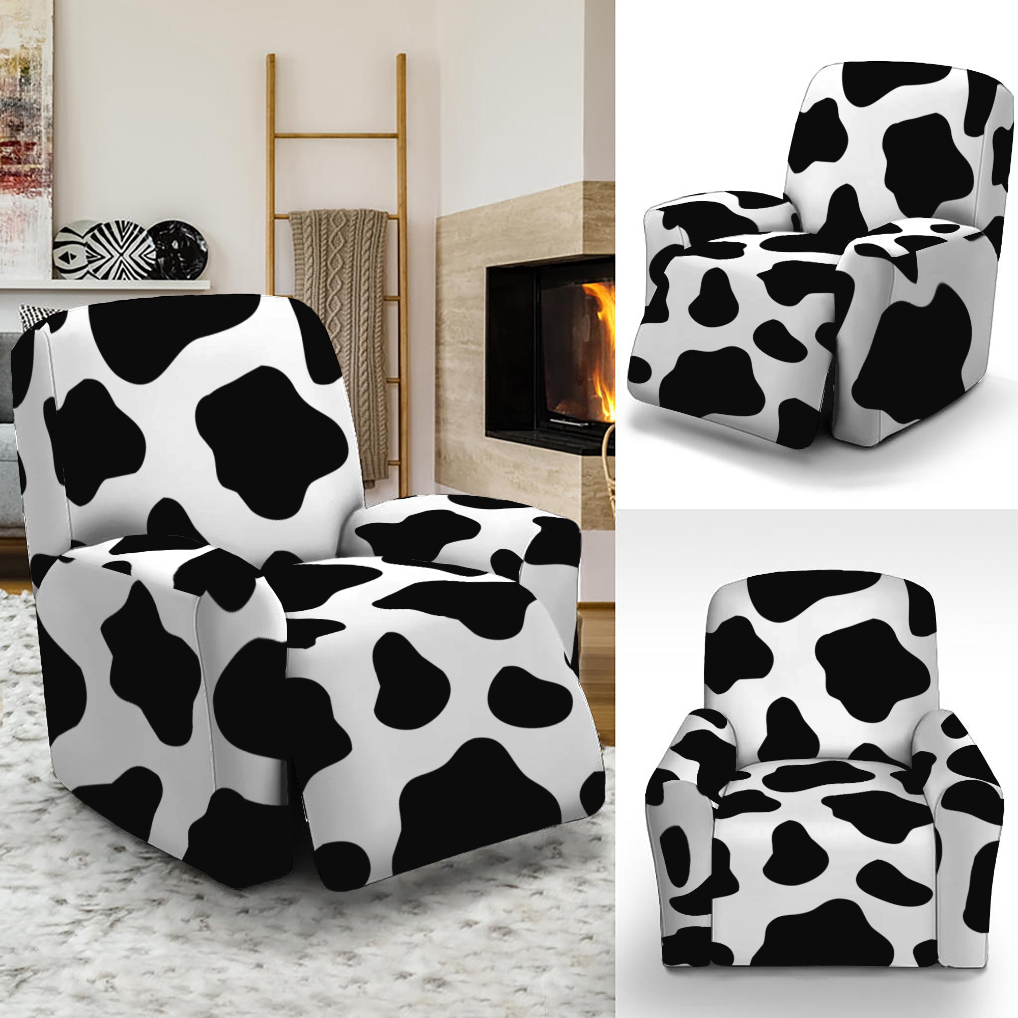 Black And White Cow Print Recliner Slipcover