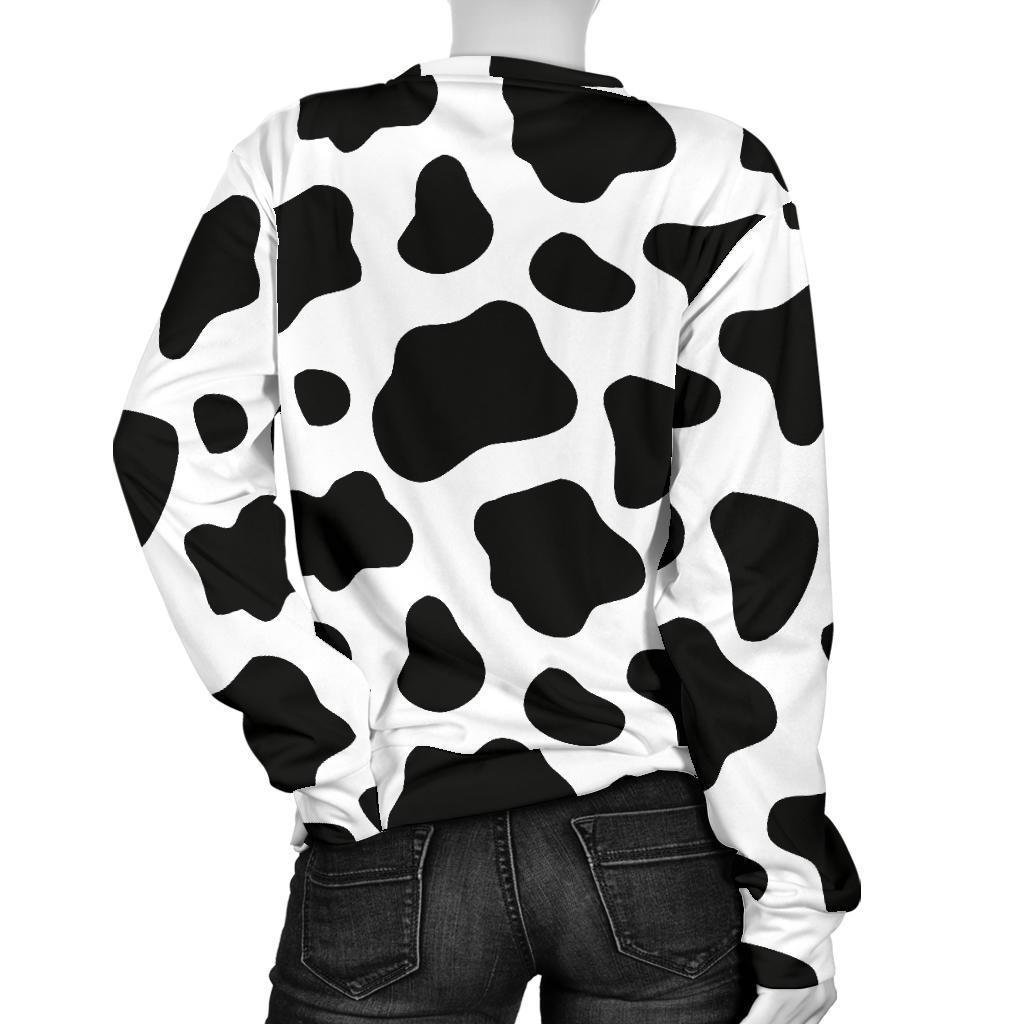 Black And White Cow Print Women's Crewneck Sweatshirt GearFrost