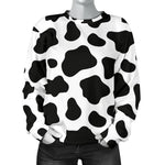 Black And White Cow Print Women's Crewneck Sweatshirt GearFrost