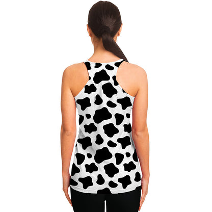 Black And White Cow Print Women's Racerback Tank Top