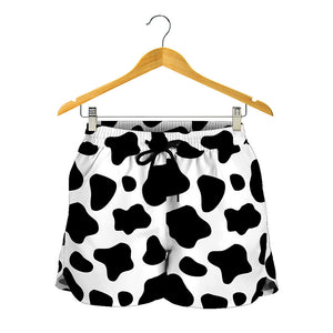 Black And White Cow Print Women's Shorts