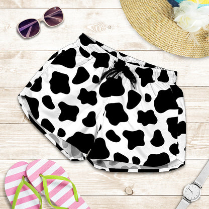 Black And White Cow Print Women's Shorts