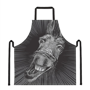 Black And White Crazy Donkey Print Apron