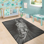 Black And White Crazy Donkey Print Area Rug