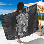Black And White Crazy Donkey Print Beach Sarong Wrap
