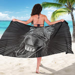 Black And White Crazy Donkey Print Beach Sarong Wrap