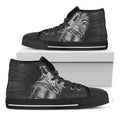 Black And White Crazy Donkey Print Black High Top Sneakers